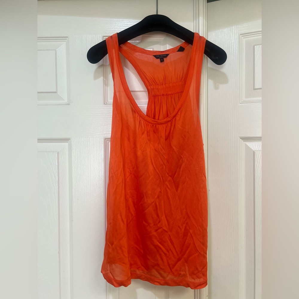 Ted Baker Soft Burnt Orange Tank Top Racerback Women's Size 4 Summer Comfort